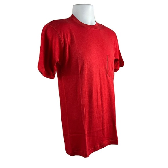 Ego-Trix Vintage 80s Red Pocket T-Shirt Size Large Single Stitch Streetwear - Picture 4 of 9